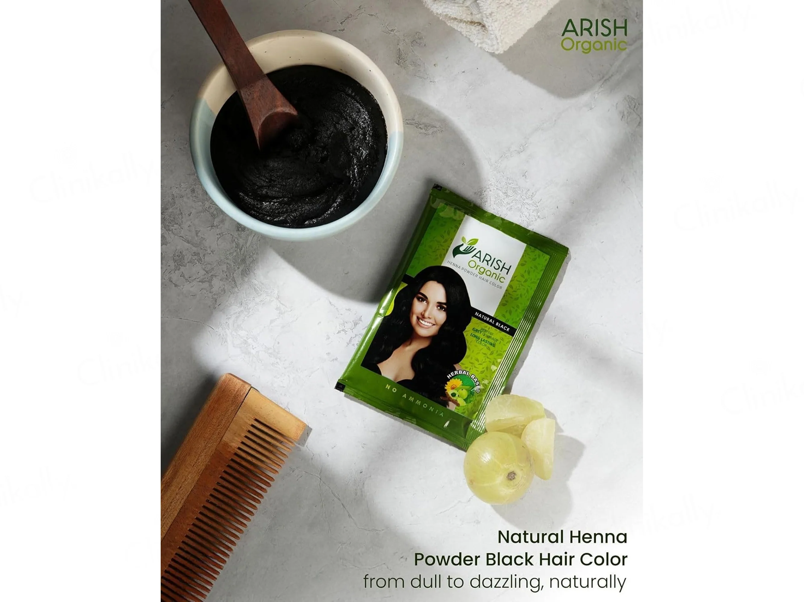 Arish Organic Henna Powder No Ammonia Herbal Hair Color (Natural Black) - Image 3
