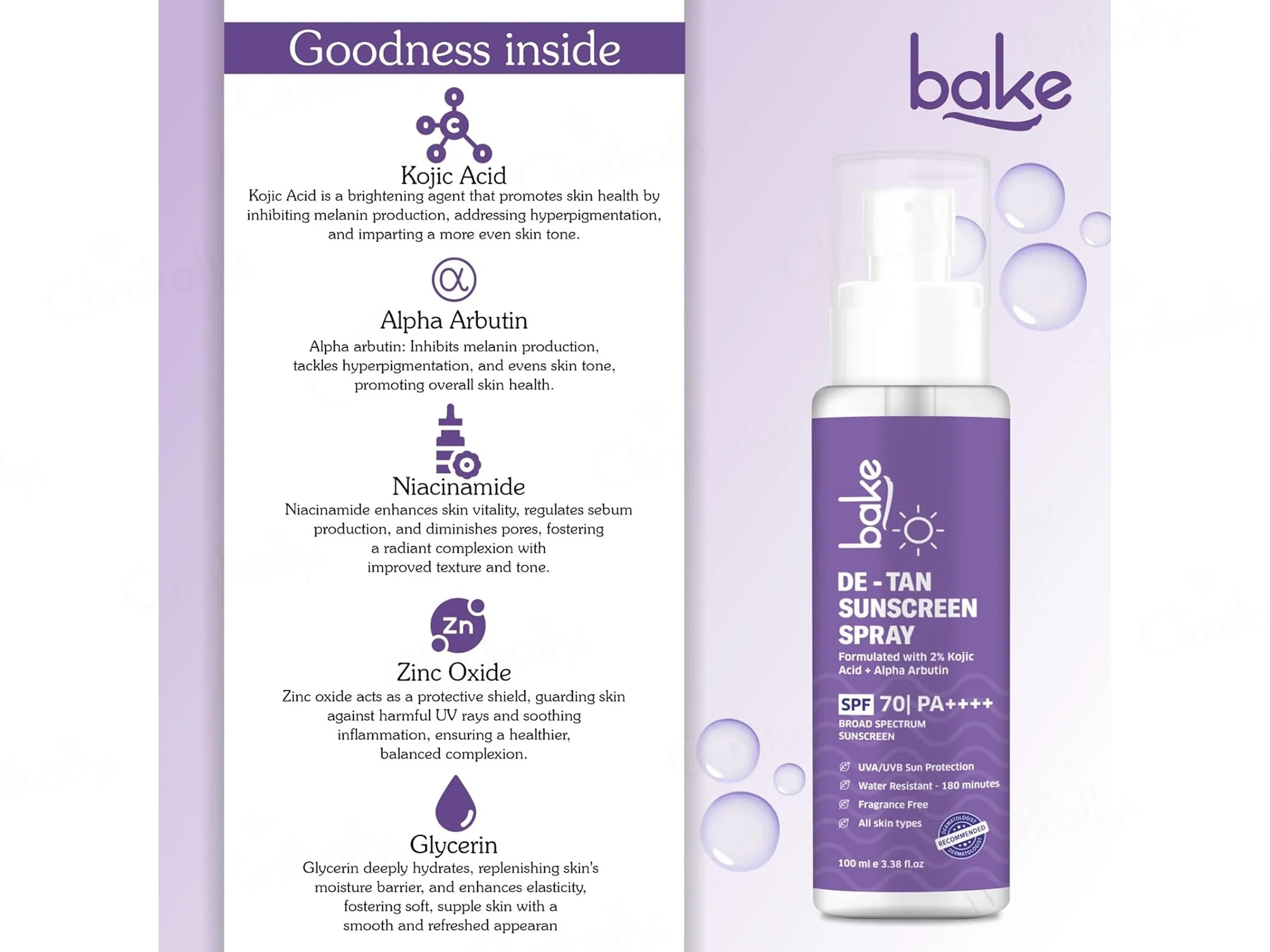 BAKE De-Tan Sunscreen Spray SPF 70 PA+++ - Image 4