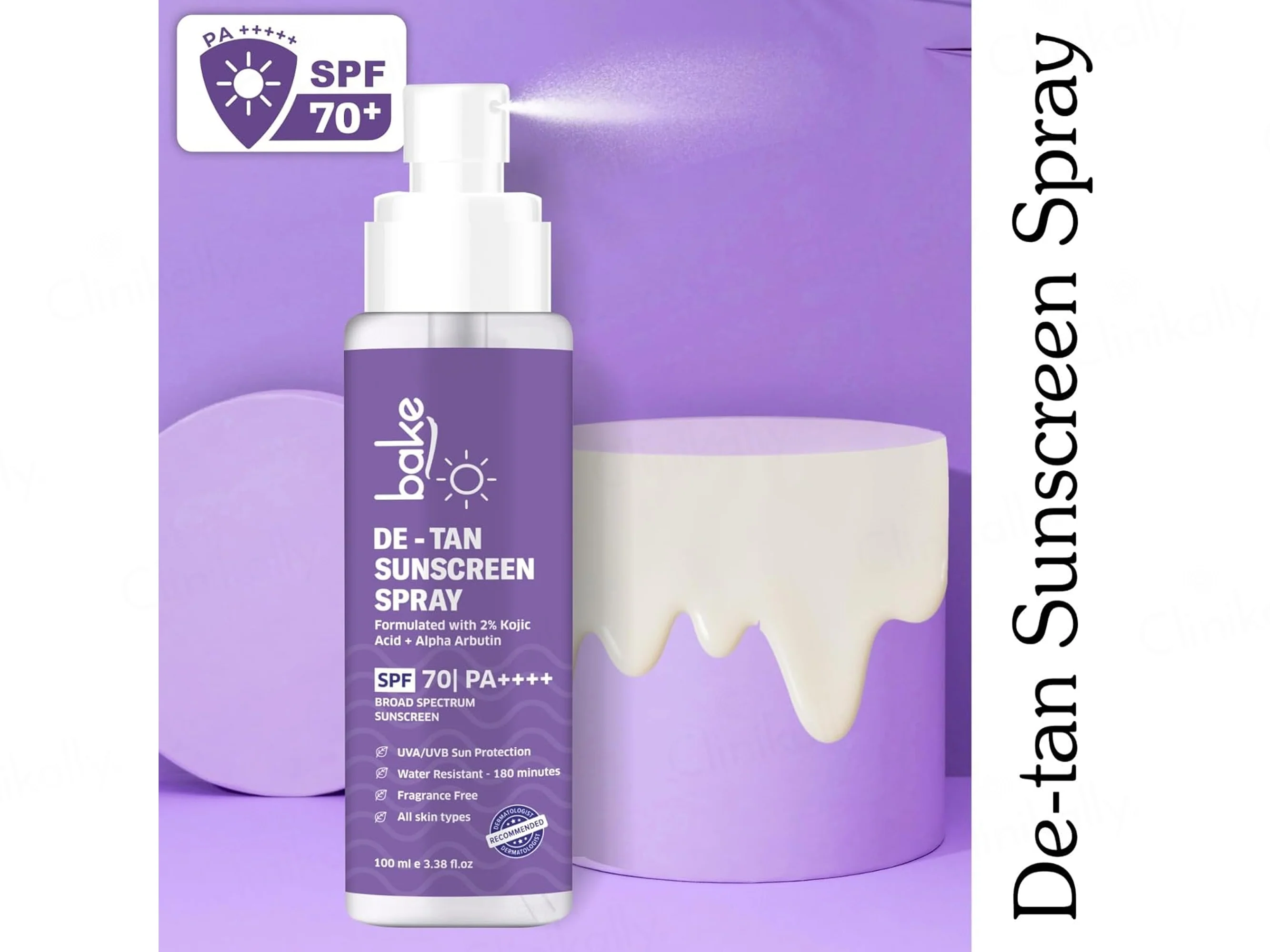 BAKE De-Tan Sunscreen Spray SPF 70 PA+++ - Image 6