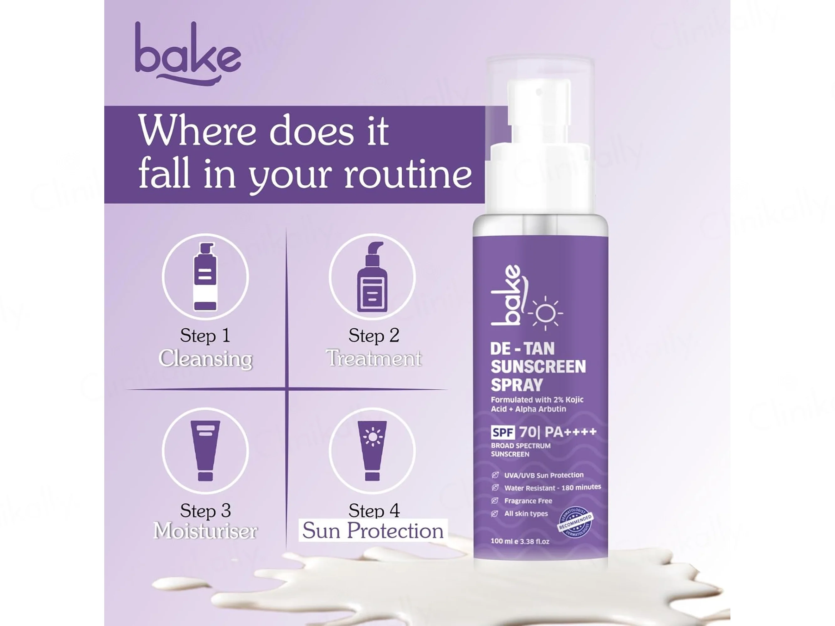 BAKE De-Tan Sunscreen Spray SPF 70 PA+++ - Image 7