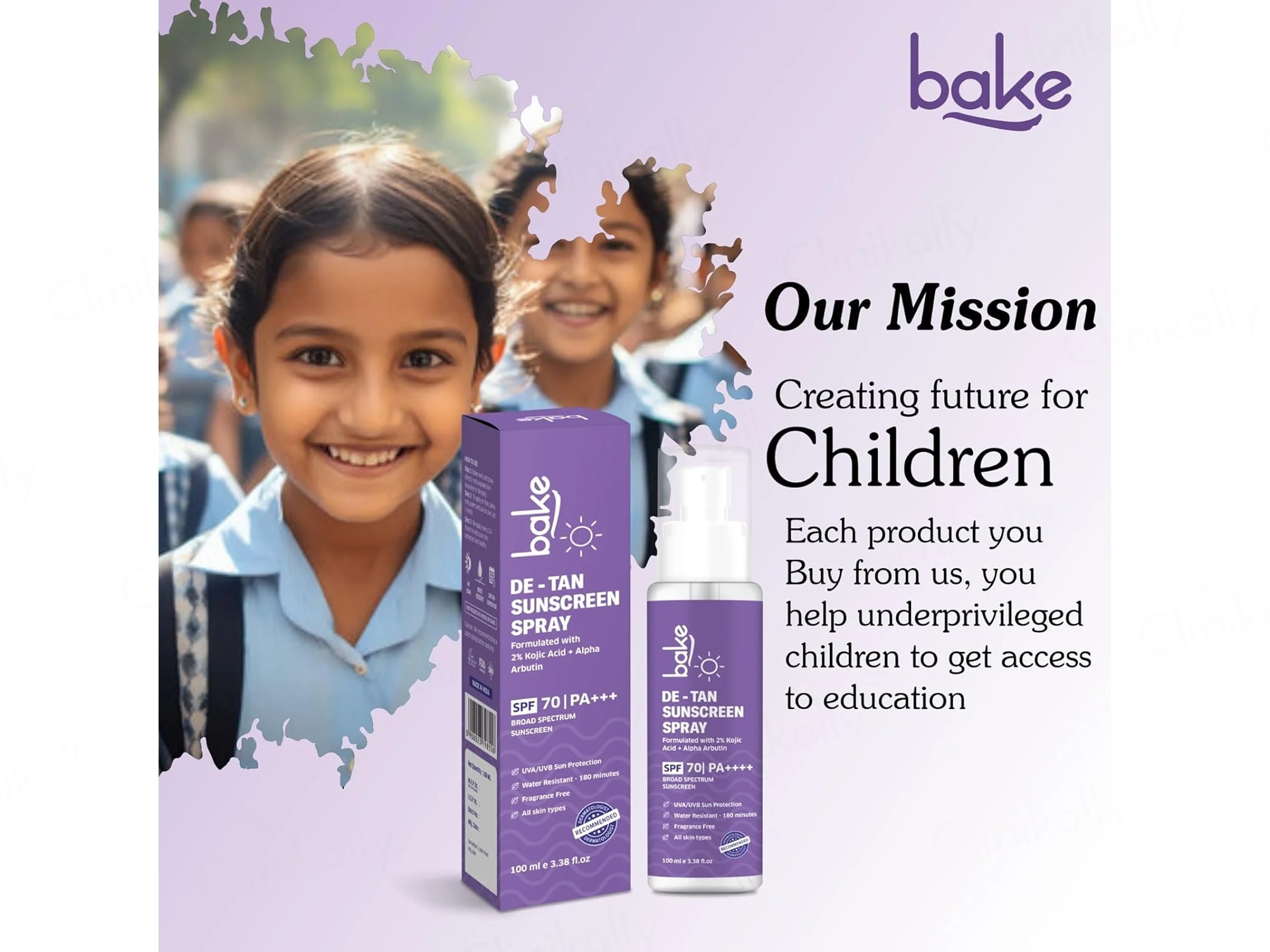 BAKE De-Tan Sunscreen Spray SPF 70 PA+++ - Image 9