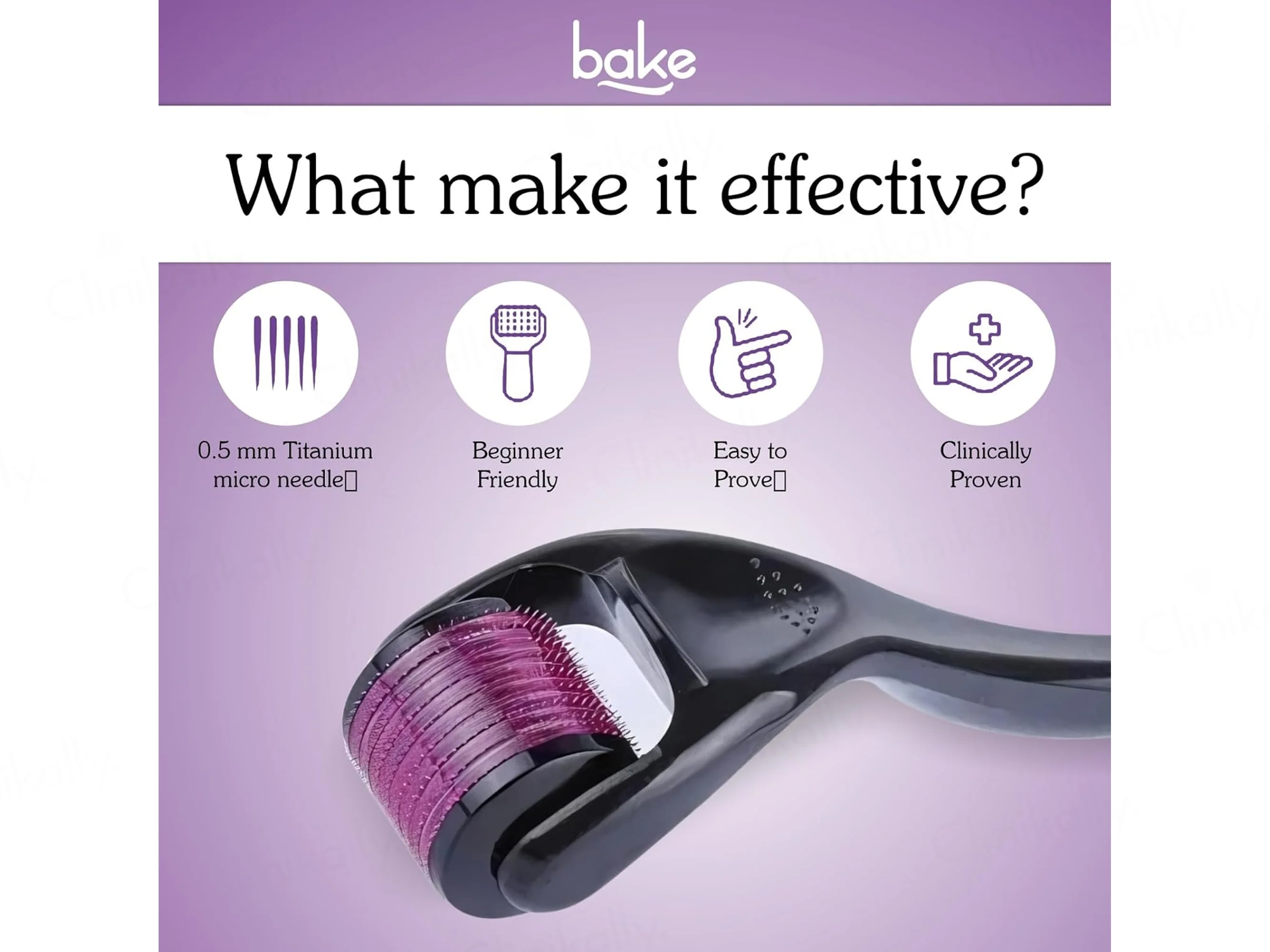 BAKE Derma Roller Microneedling Device For Collagen Production and Hair Growth - Image 4