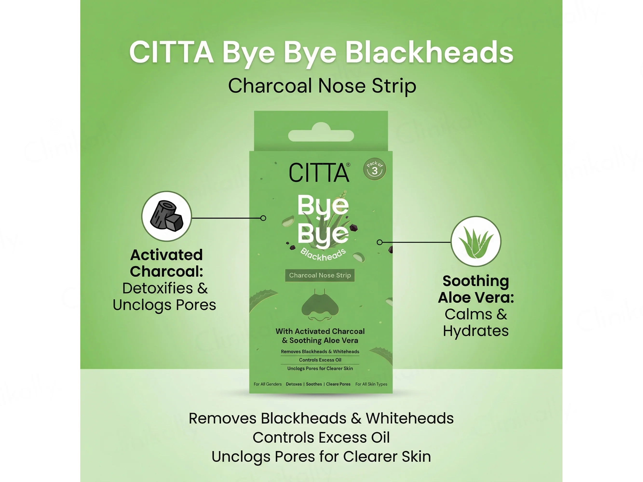 CITTA Bye Bye Blackheads Charcoal Nose Strip - Image 3