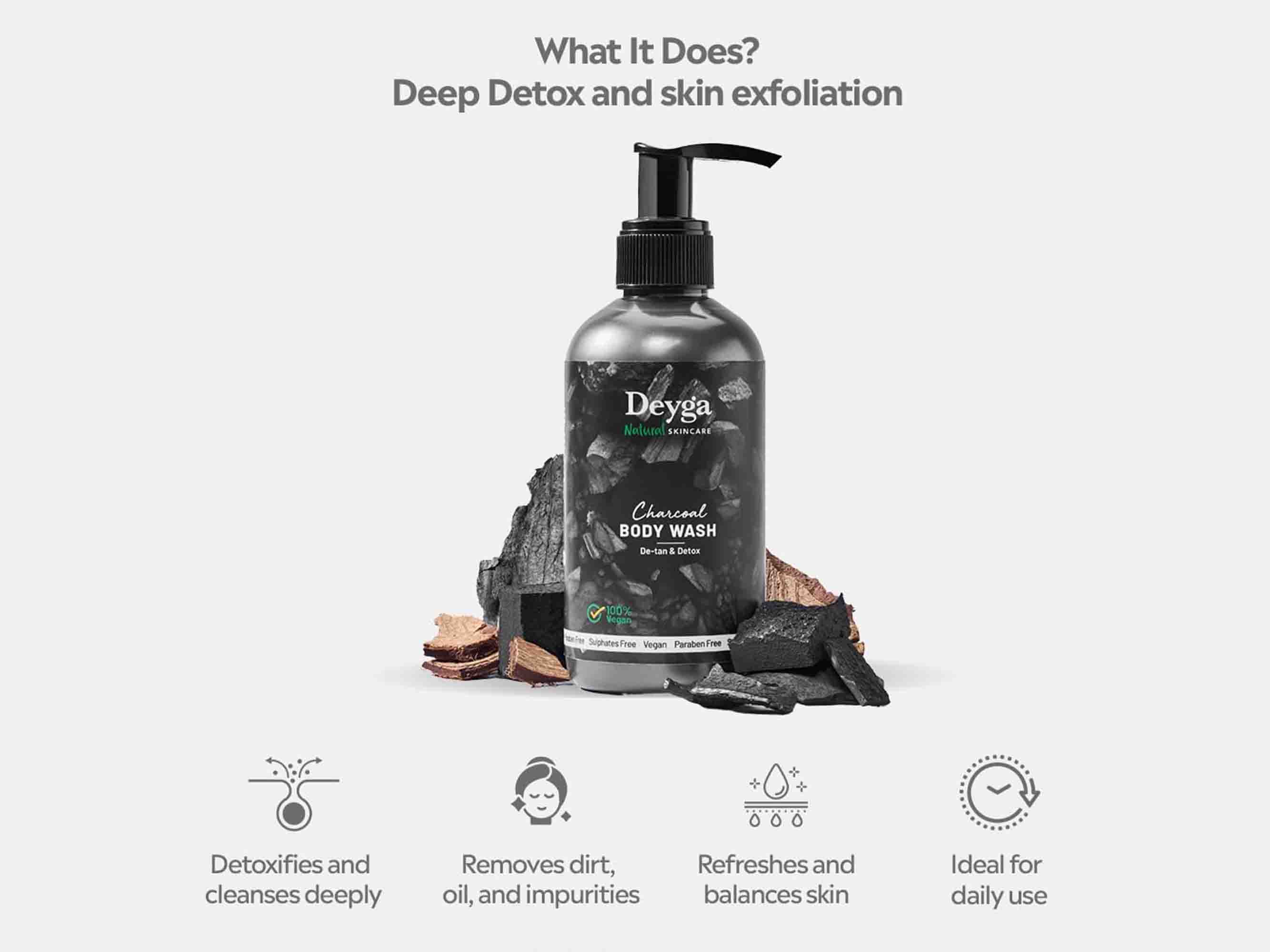 Deyga Charcoal Body Wash De-Tan & Detox - Image 2