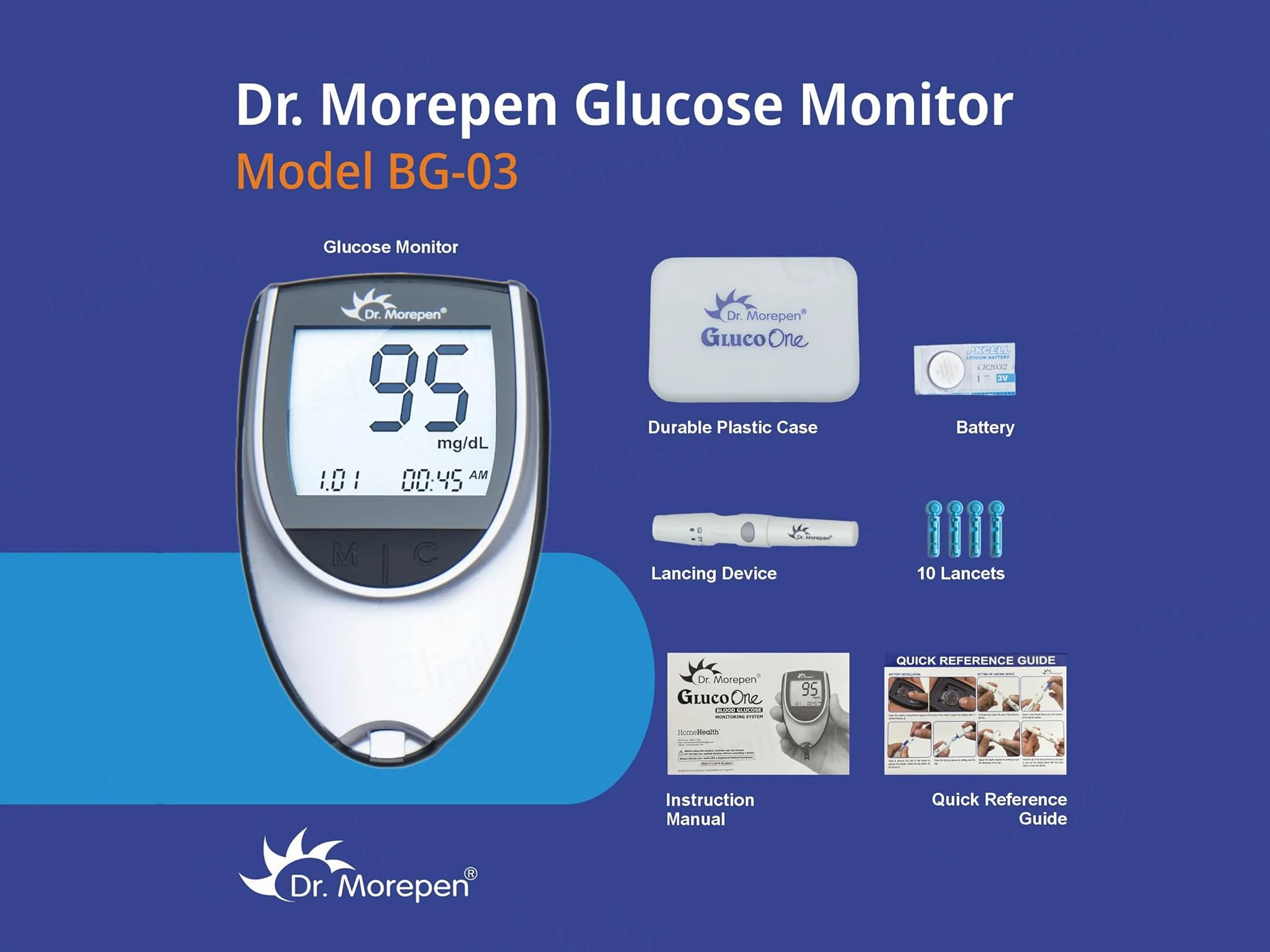 Dr. Morepen GlucoOne BG-03 Blood Glucose Monitoring System Combo Pack (Meter + 50 Strips) - Image 3