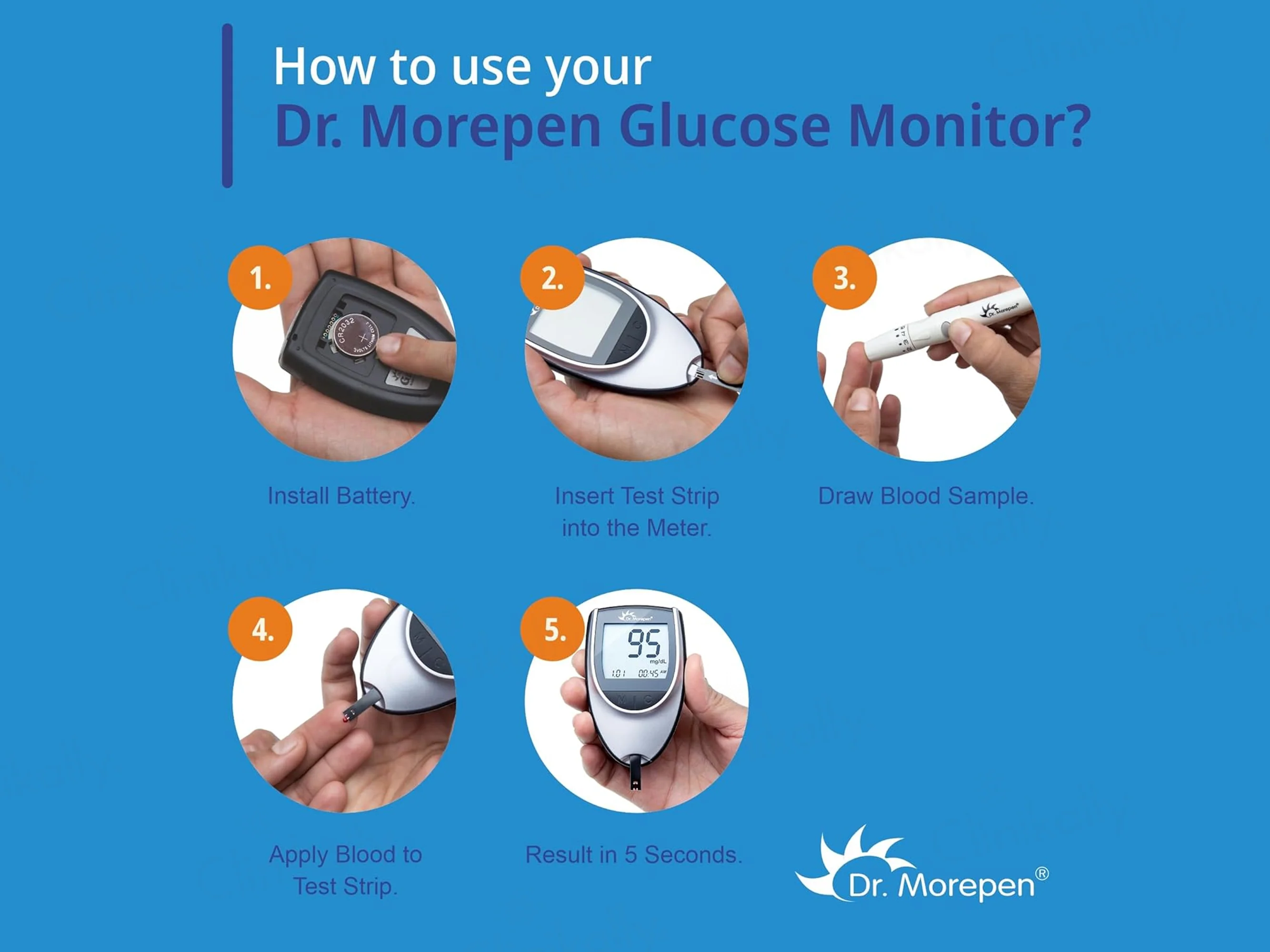 Dr. Morepen GlucoOne BG-03 Blood Glucose Monitoring System Combo Pack (Meter + 50 Strips) - Image 4