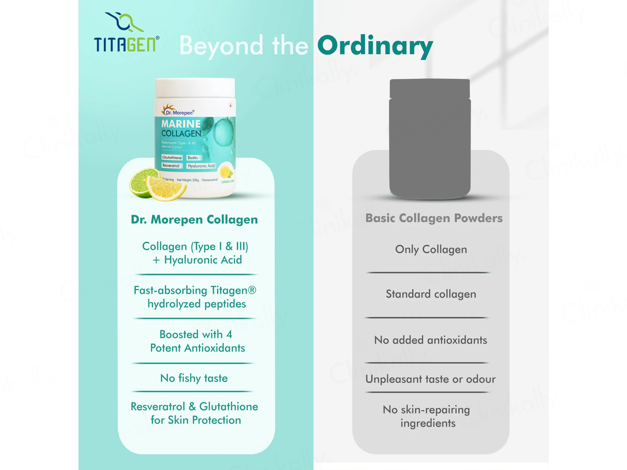 Dr. Morepen Hydrolyzed Type I & III Marine Collagen Powder - Lemon Lime Flavour - Image 6