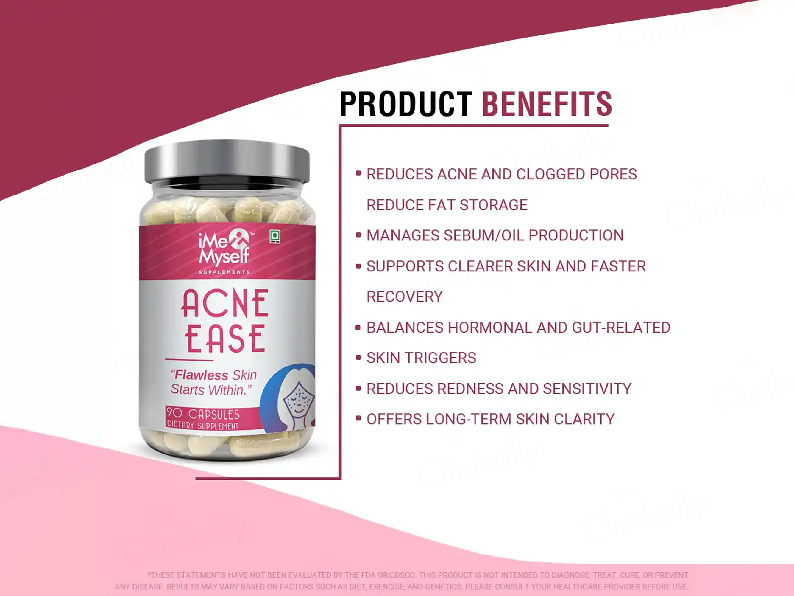 iMeMyself Acne Ease Dietary Supplement Vegetarian Capsule - Image 3