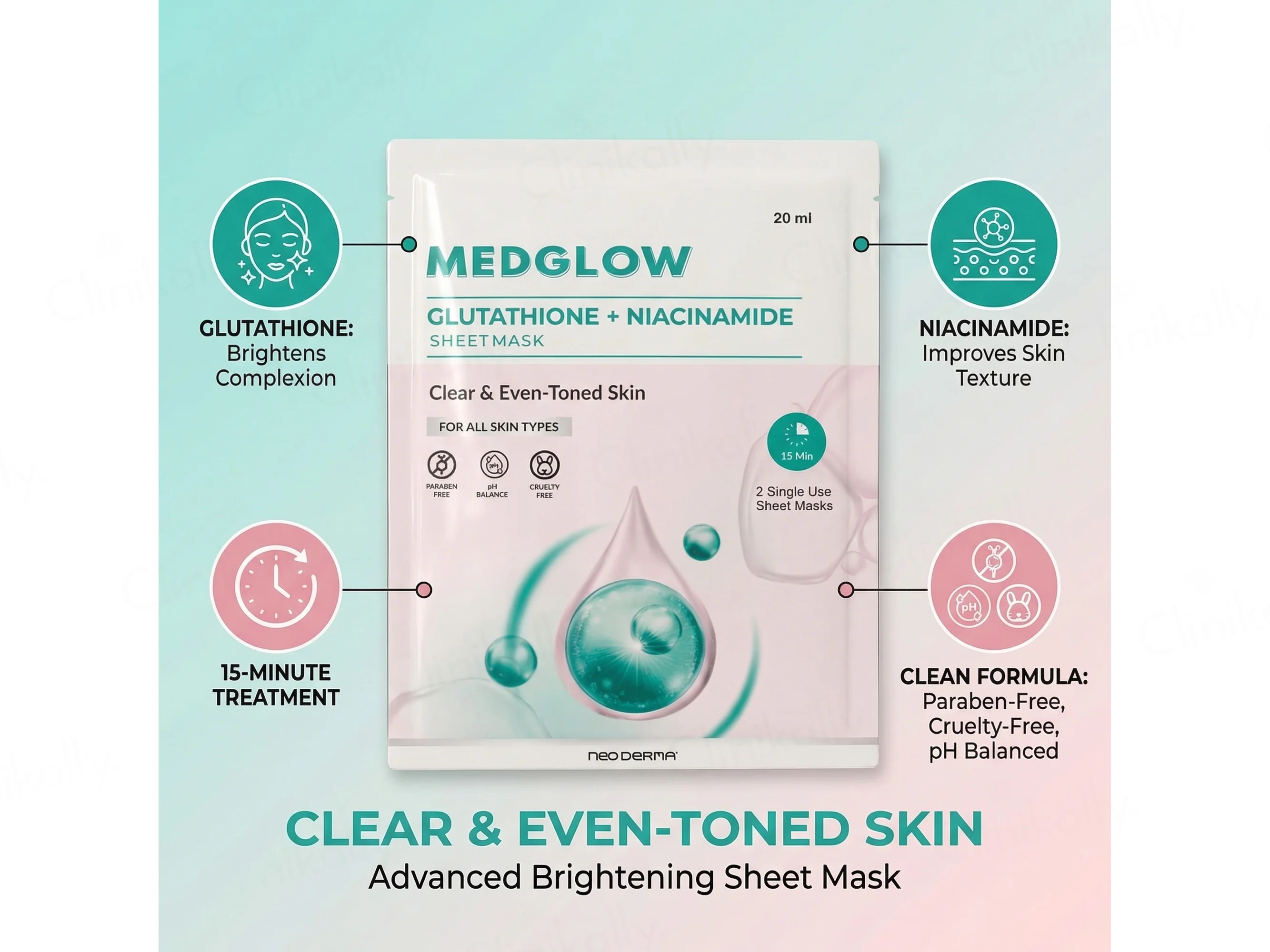 Medglow Glutathione + Niacinamide Face Sheet Mask - Image 4