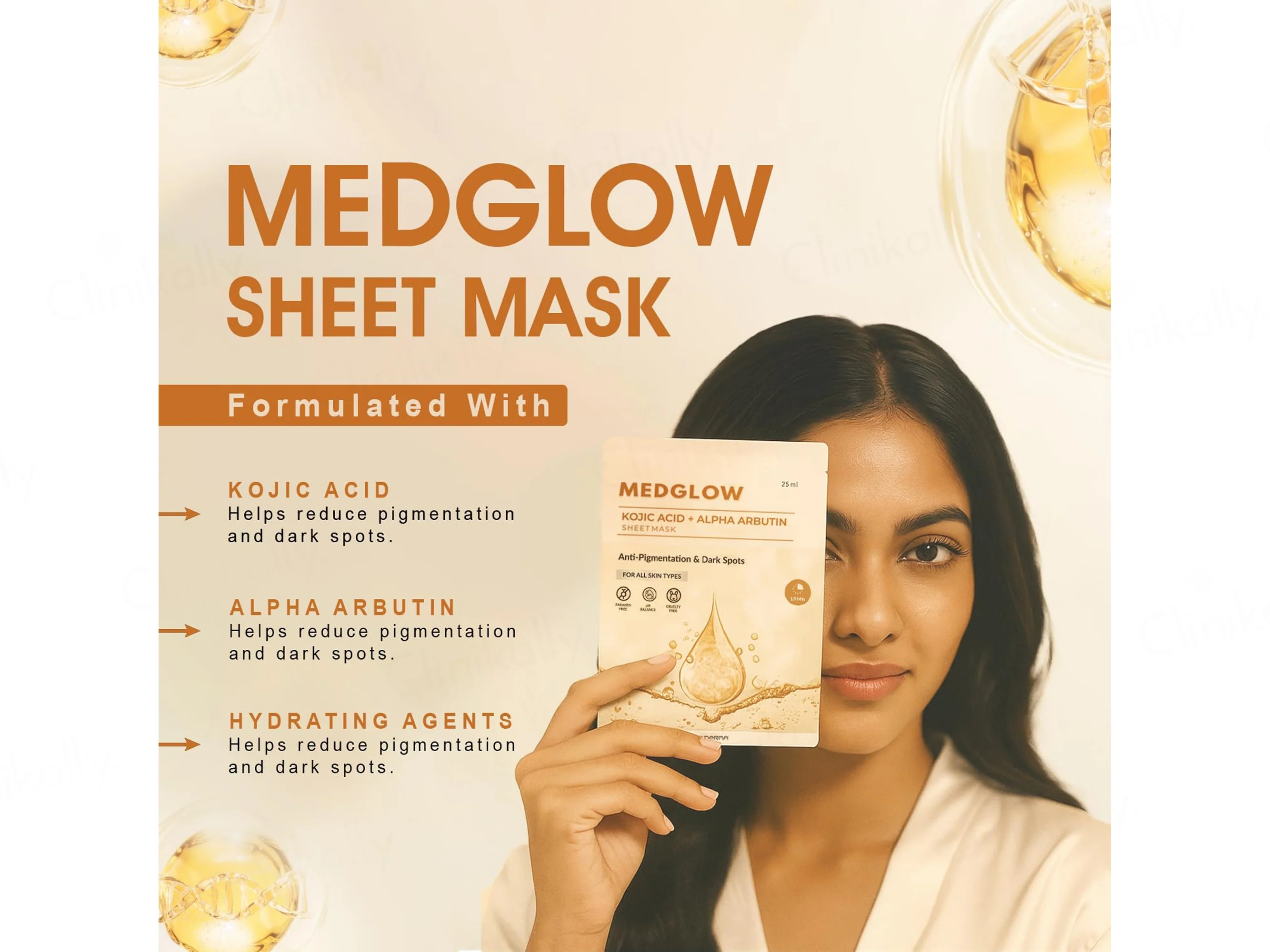 Medglow Kojic Acid + Alpha Arbutin Face Sheet Mask - Image 4