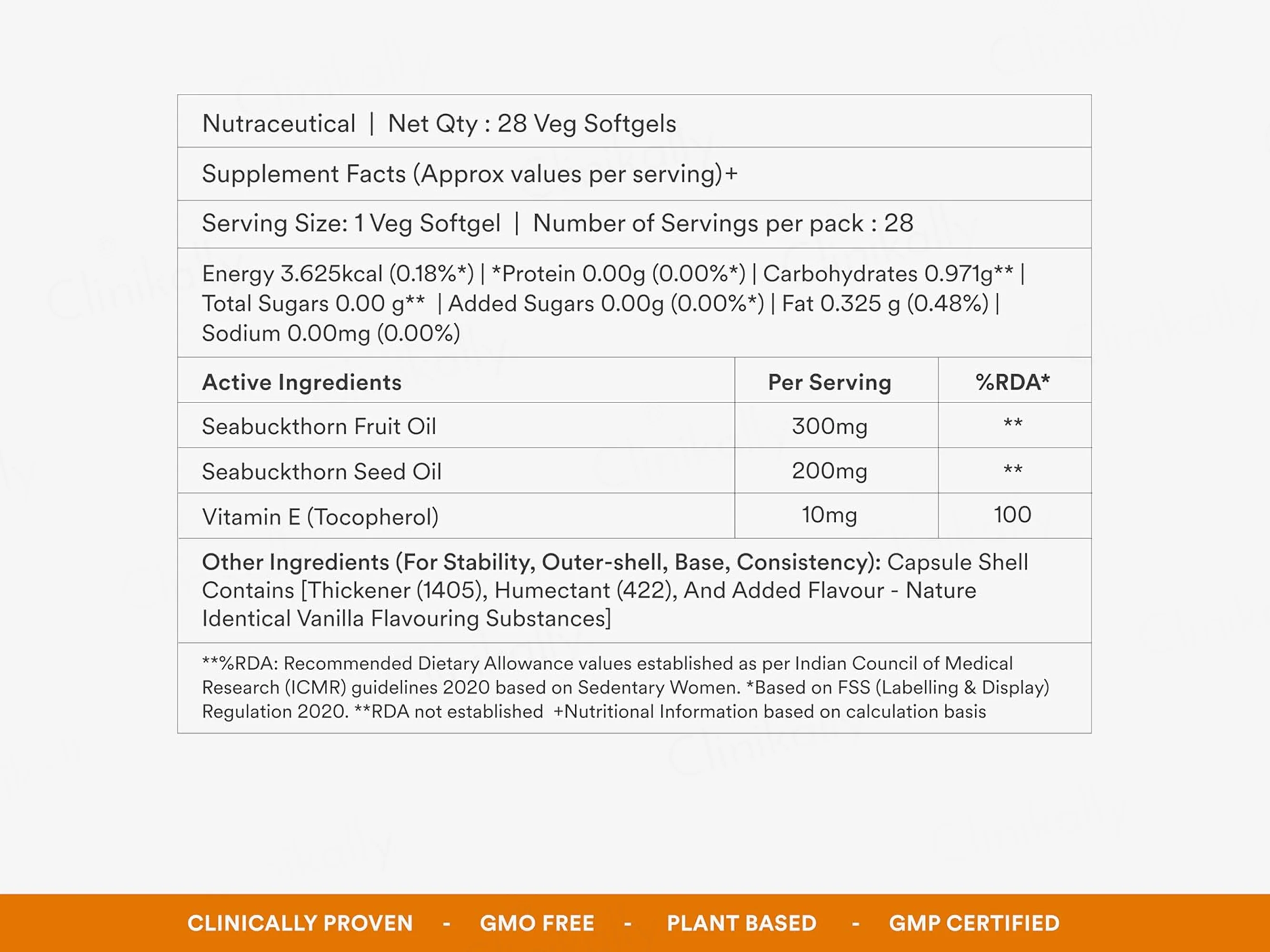 Origins Nutra Sea Buckthorn Oil 500mg Nutraceutical Veg Softgel Capsule - Image 5