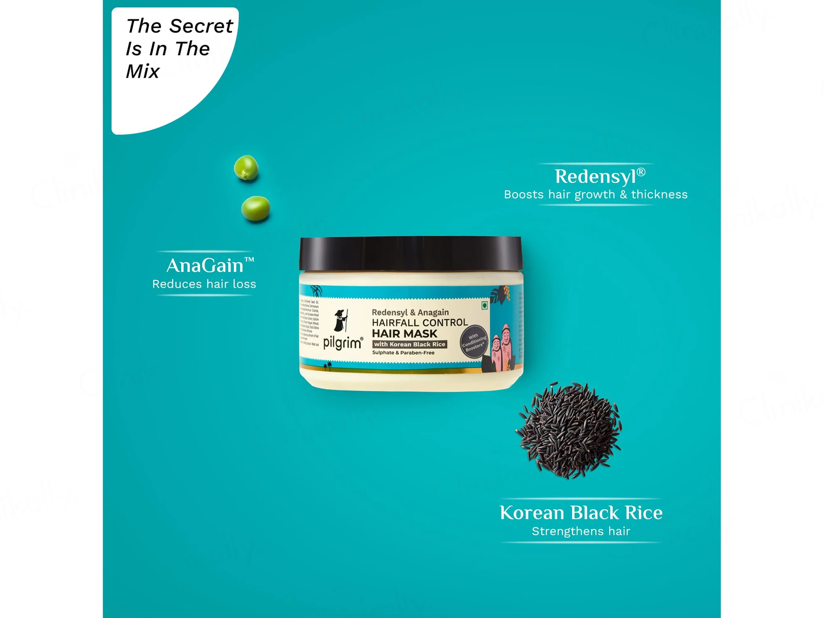 Pilgrim Redensyl & Anagain Hairfall Control Hair Mask With Korean Black Rice - Image 4