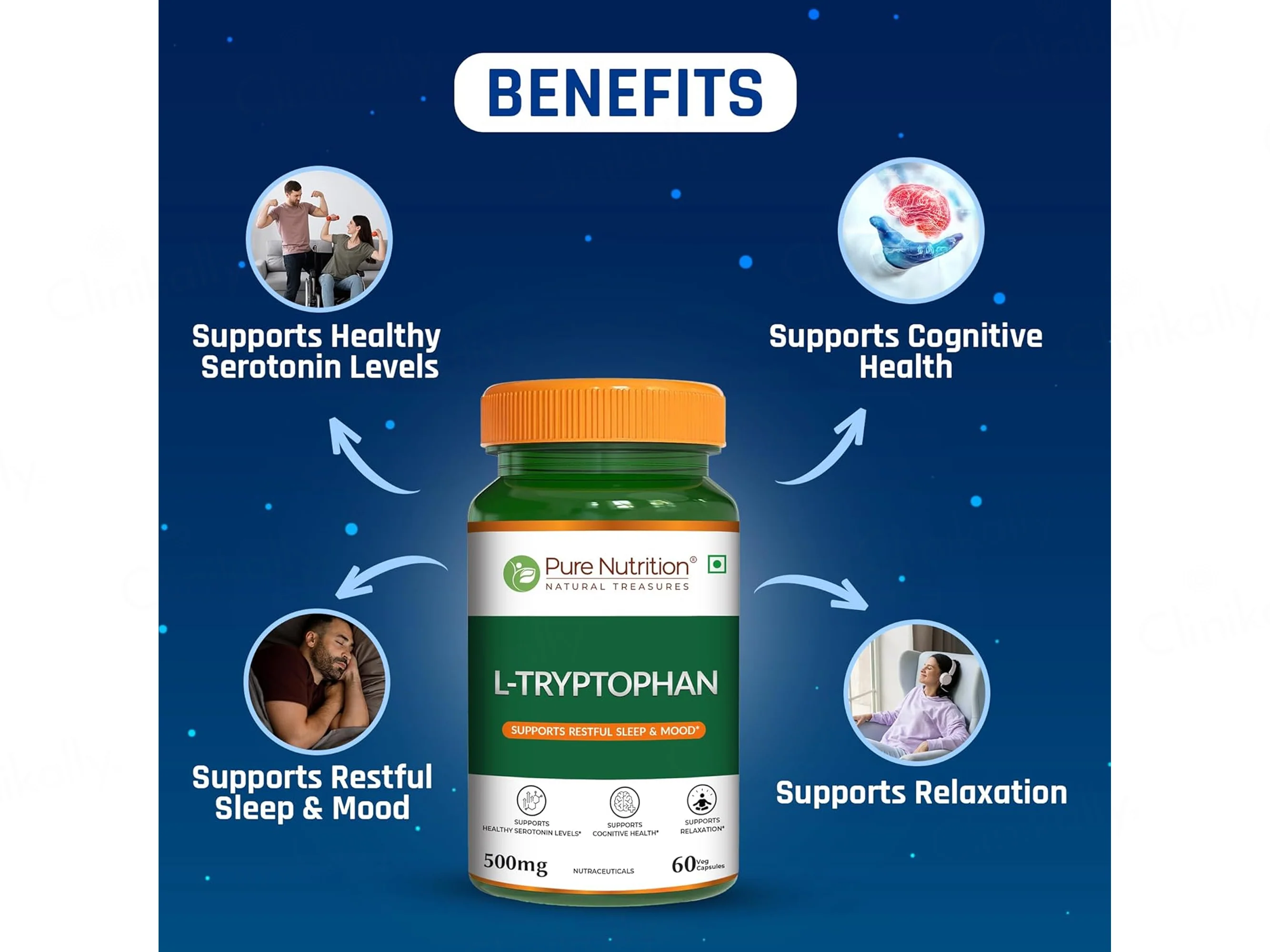 Pure Nutrition L-Tryptophan 500mg Veg Capsule - Image 2