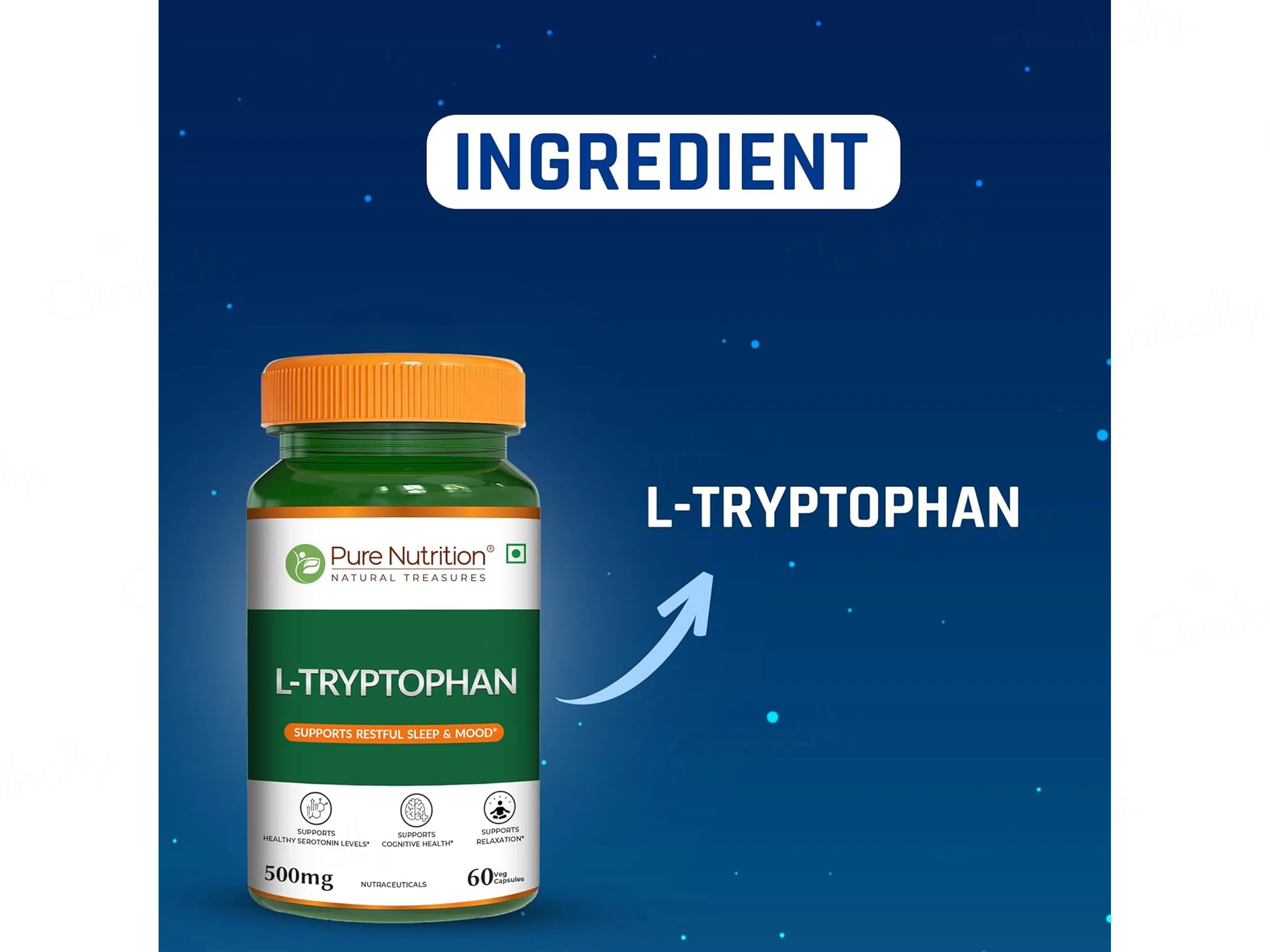 Pure Nutrition L-Tryptophan 500mg Veg Capsule - Image 3