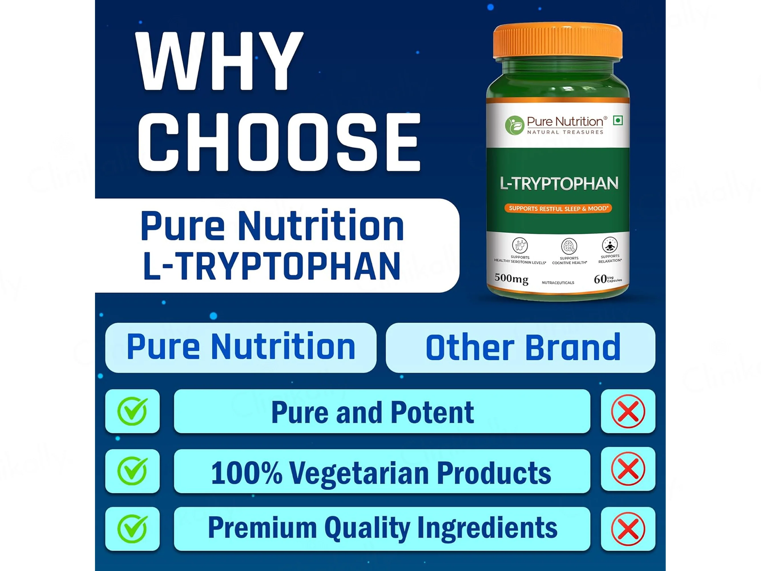 Pure Nutrition L-Tryptophan 500mg Veg Capsule - Image 4