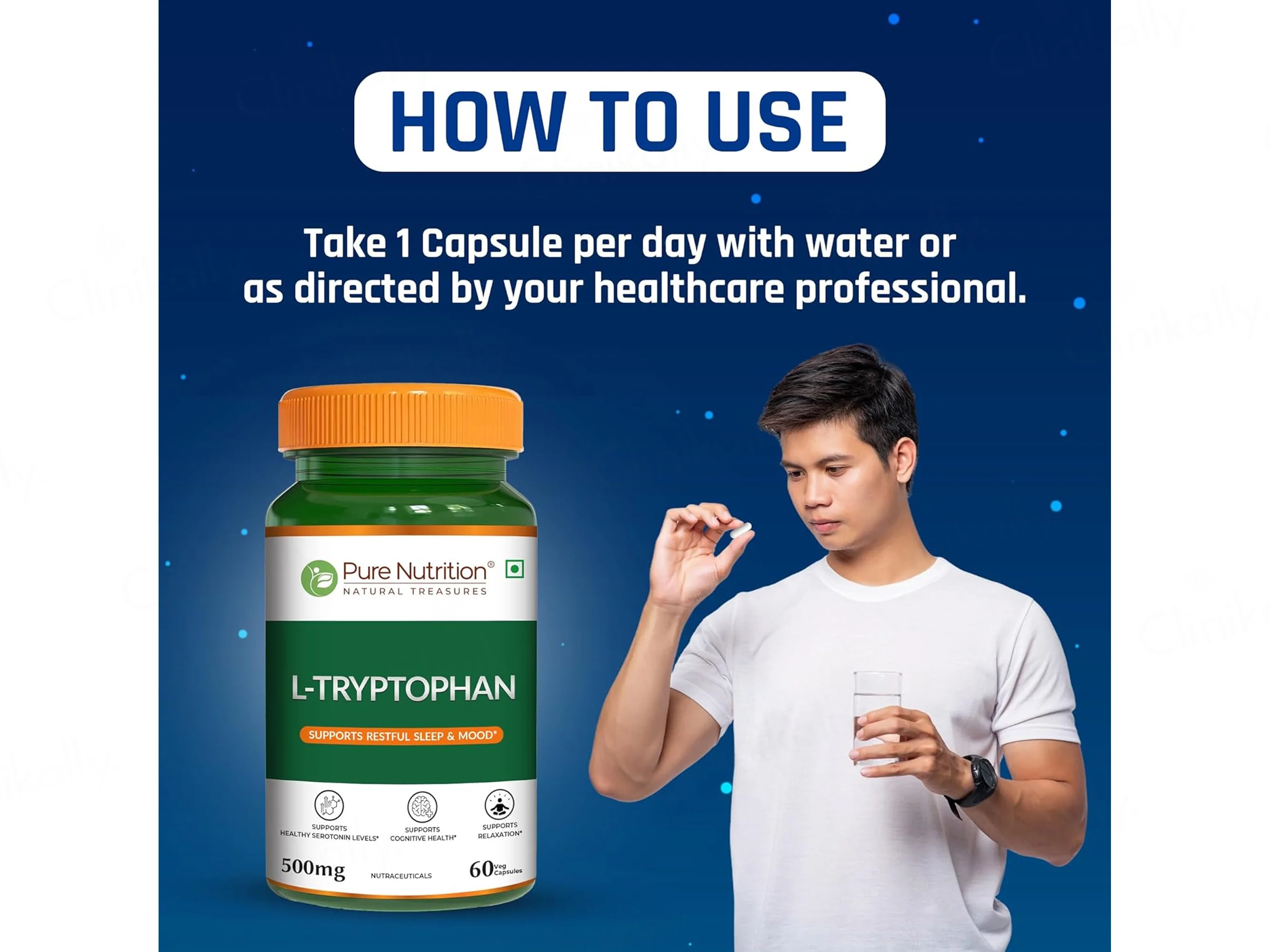 Pure Nutrition L-Tryptophan 500mg Veg Capsule - Image 5