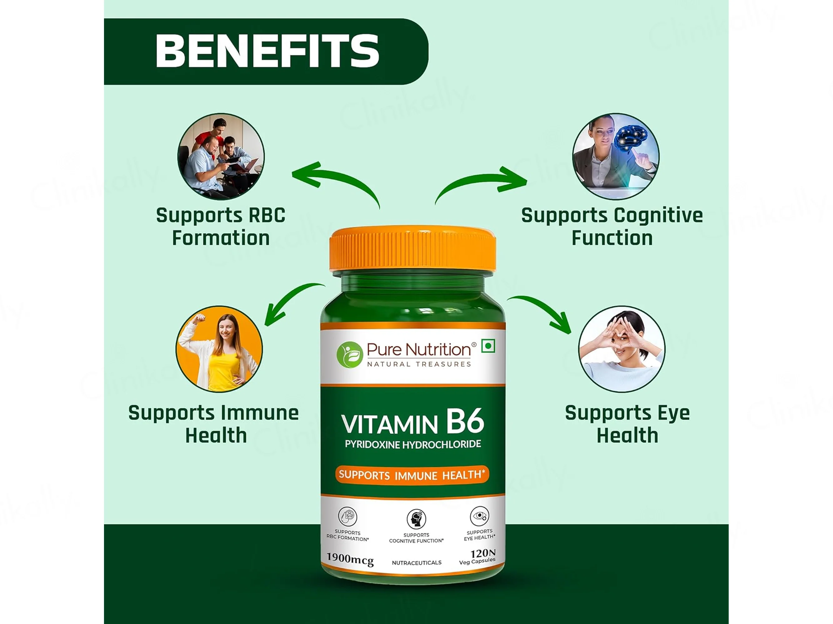 Pure Nutrition Vitamin B6 1900mcg Veg Capsule - Image 2