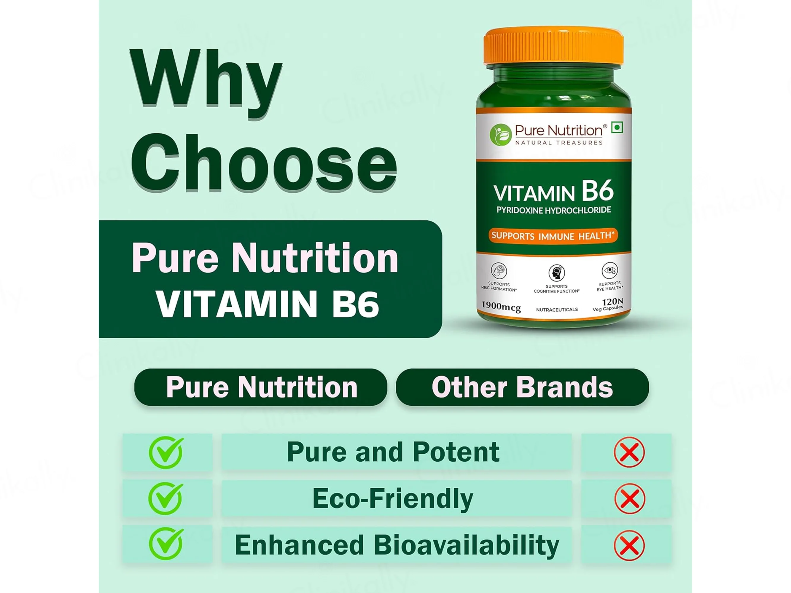 Pure Nutrition Vitamin B6 1900mcg Veg Capsule - Image 4