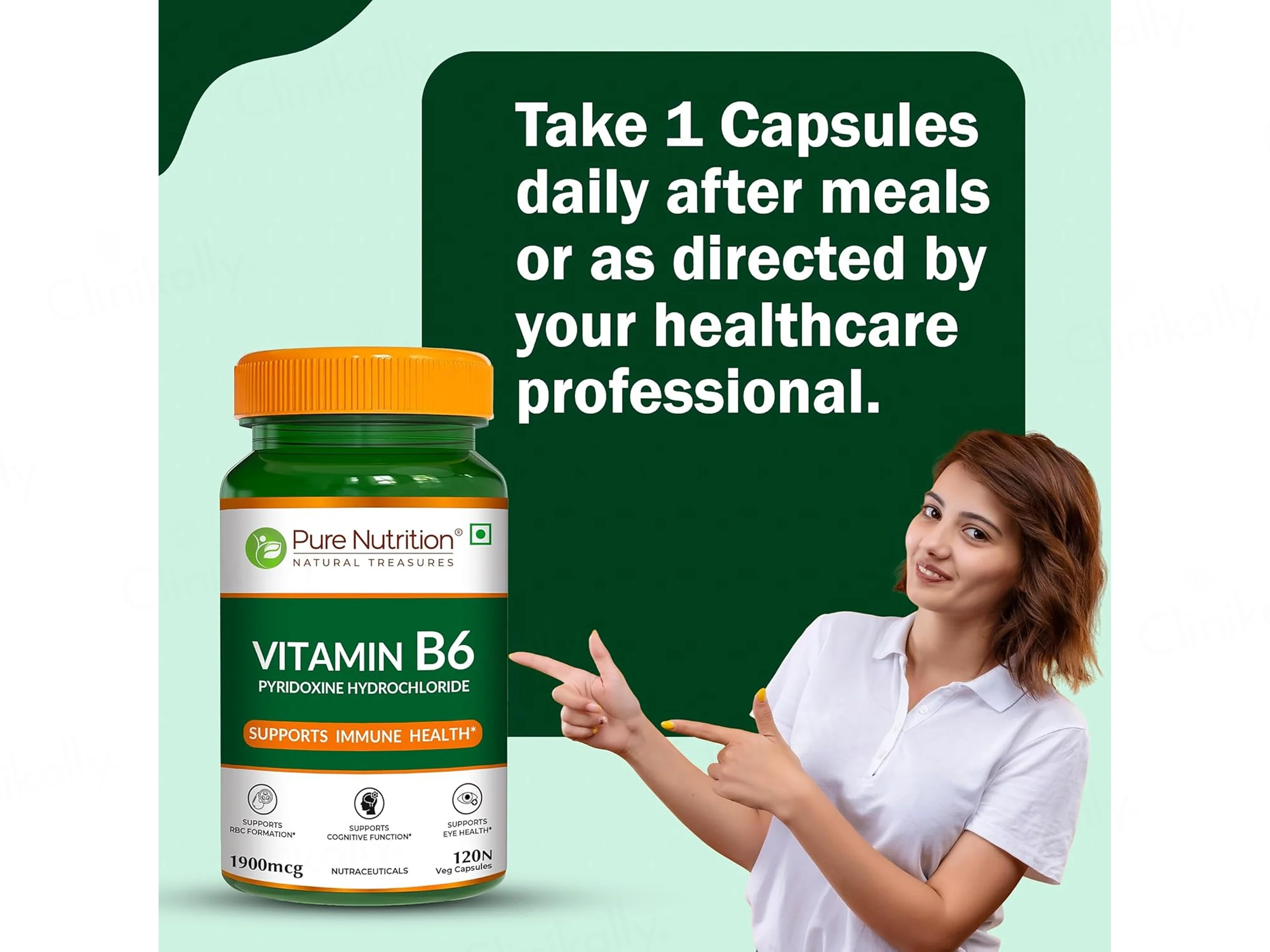 Pure Nutrition Vitamin B6 1900mcg Veg Capsule - Image 5