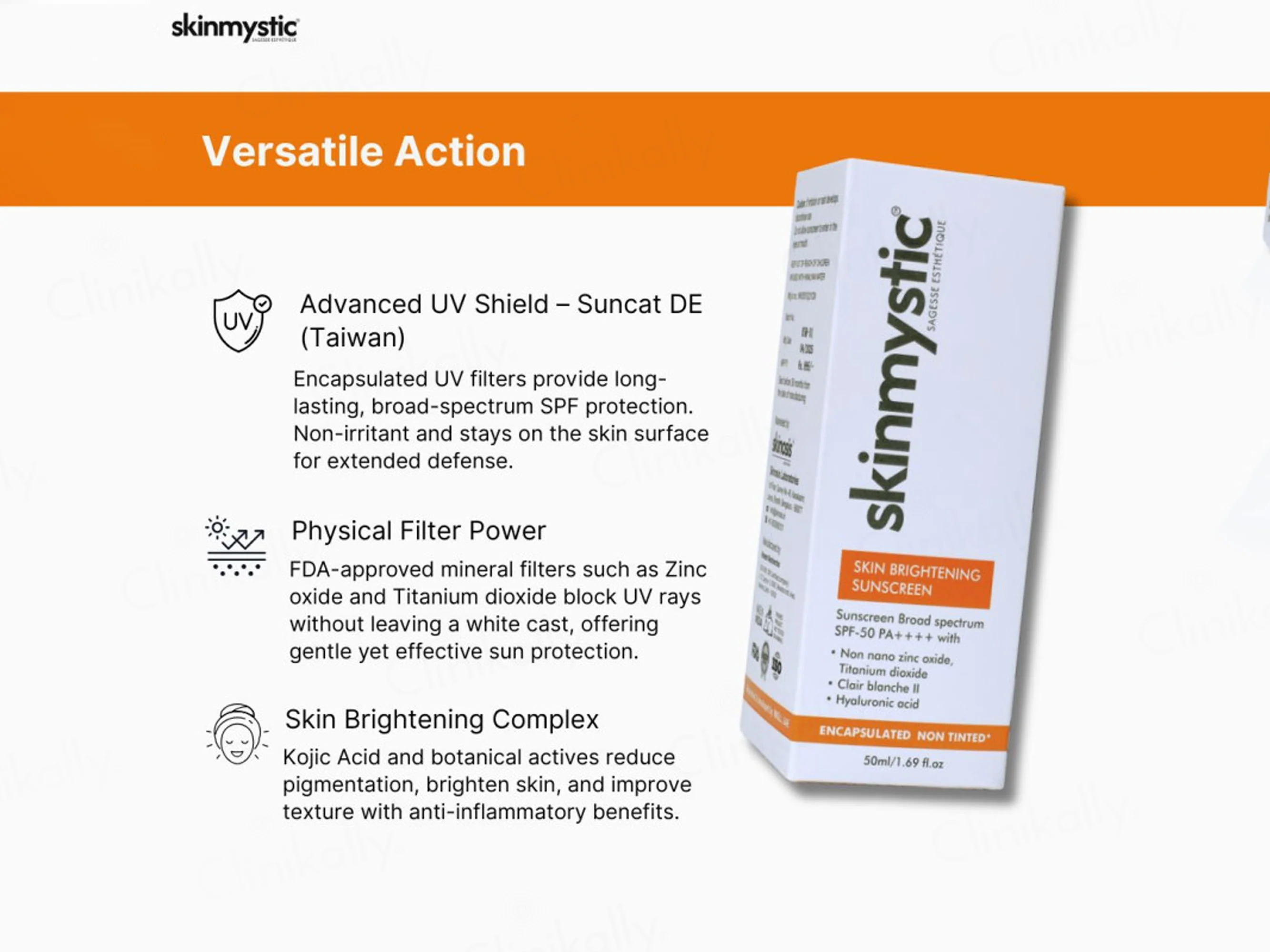 Skinmystic Skin Brightening Encapsulated Non-Tinted Sunscreen SPF 50 PA++++ - Image 3