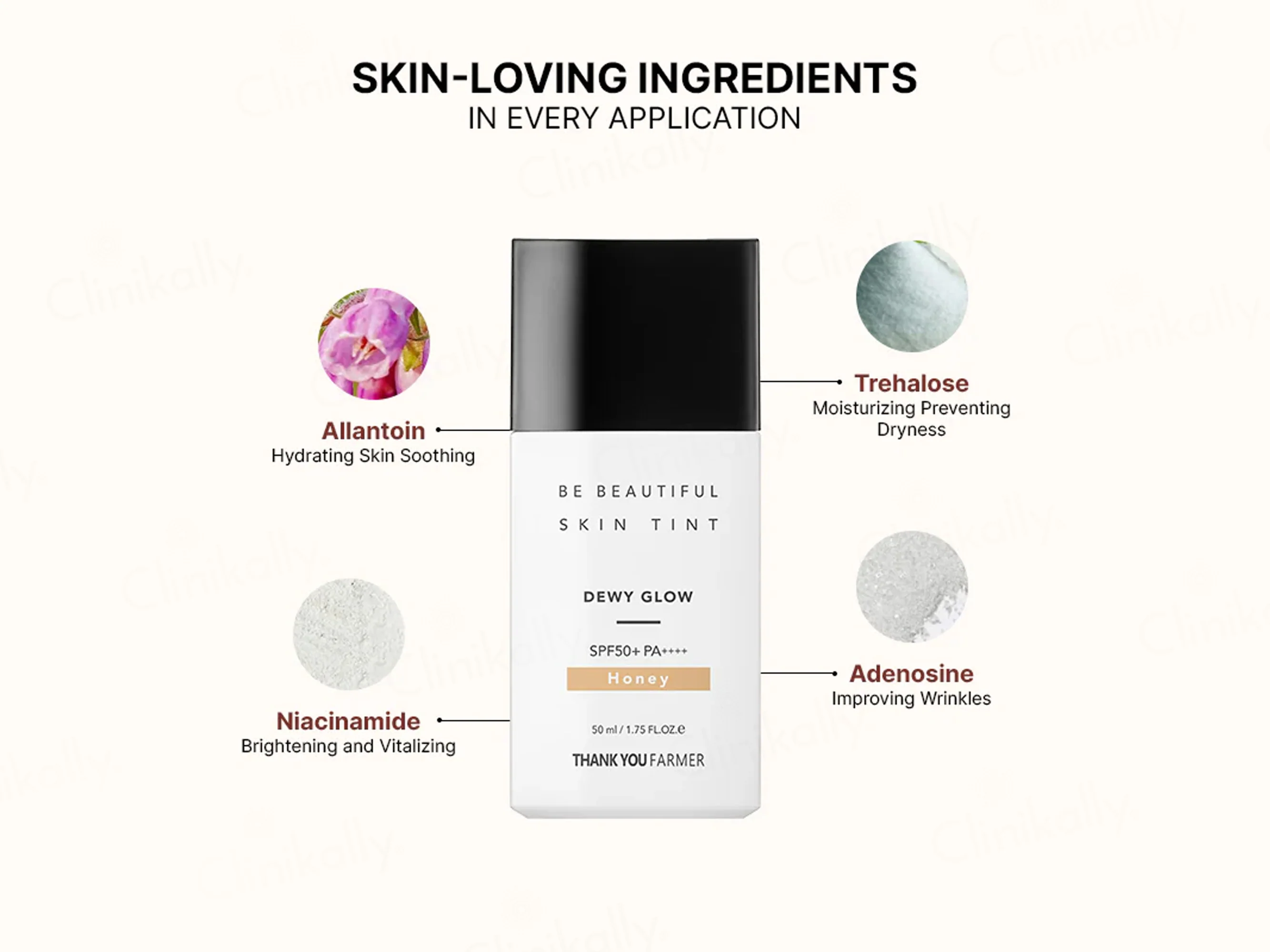 Thank You Farmer Be Beautiful Skin Tint Dewy Glow Moisturiser Sunscreen SPF 50 PA++++ (Honey) - Image 8
