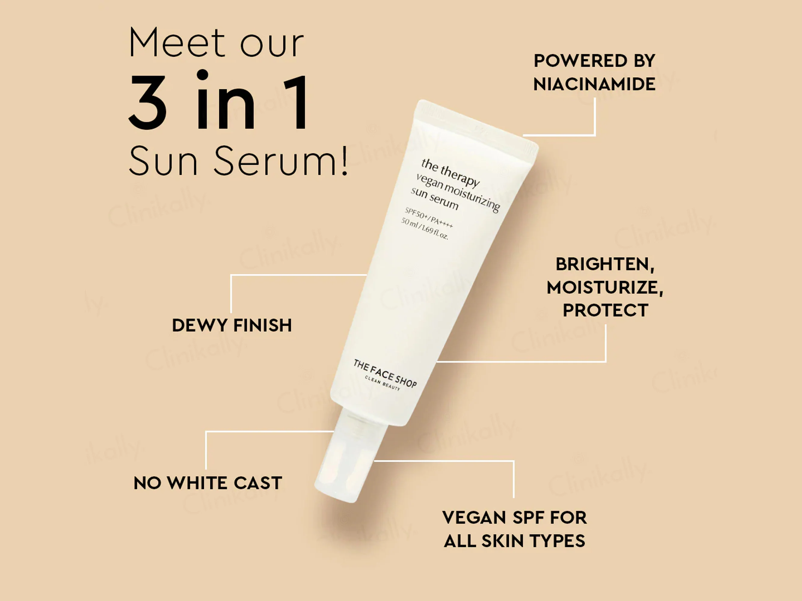 The Face Shop The Therapy Vegan Moisturizing Sun Serum with SPF 50+ PA++++ - Image 3