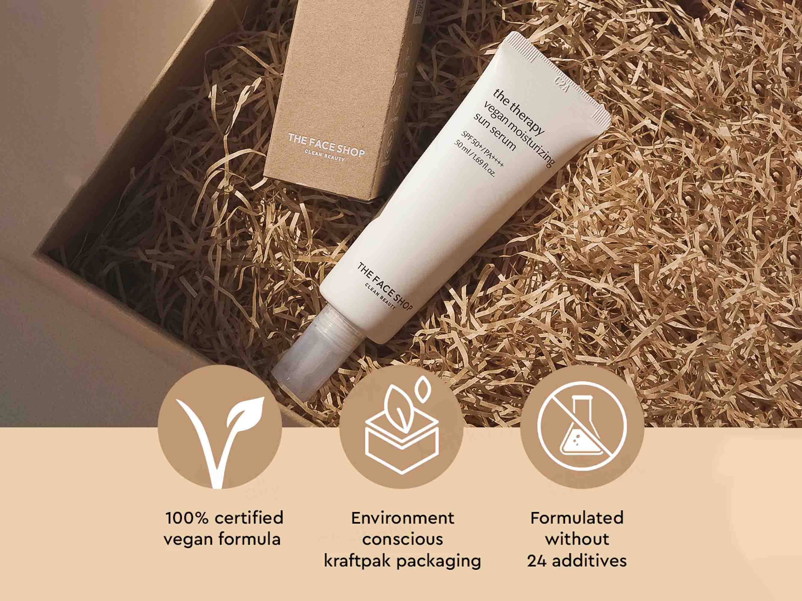 The Face Shop The Therapy Vegan Moisturizing Sun Serum with SPF 50+ PA++++ - Image 6